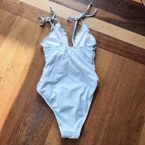 Shade & Shore Blue/White Striped One-Piece Bathing Suit Size XS (0-2) - Picture 8 of 14